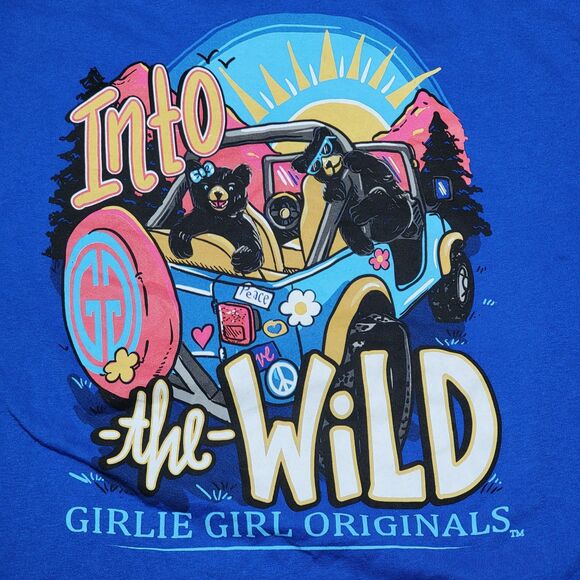 Girlie Girl Originals SS Blue Tee "Into The Wild" - Size Medium - Picture 1 of 5